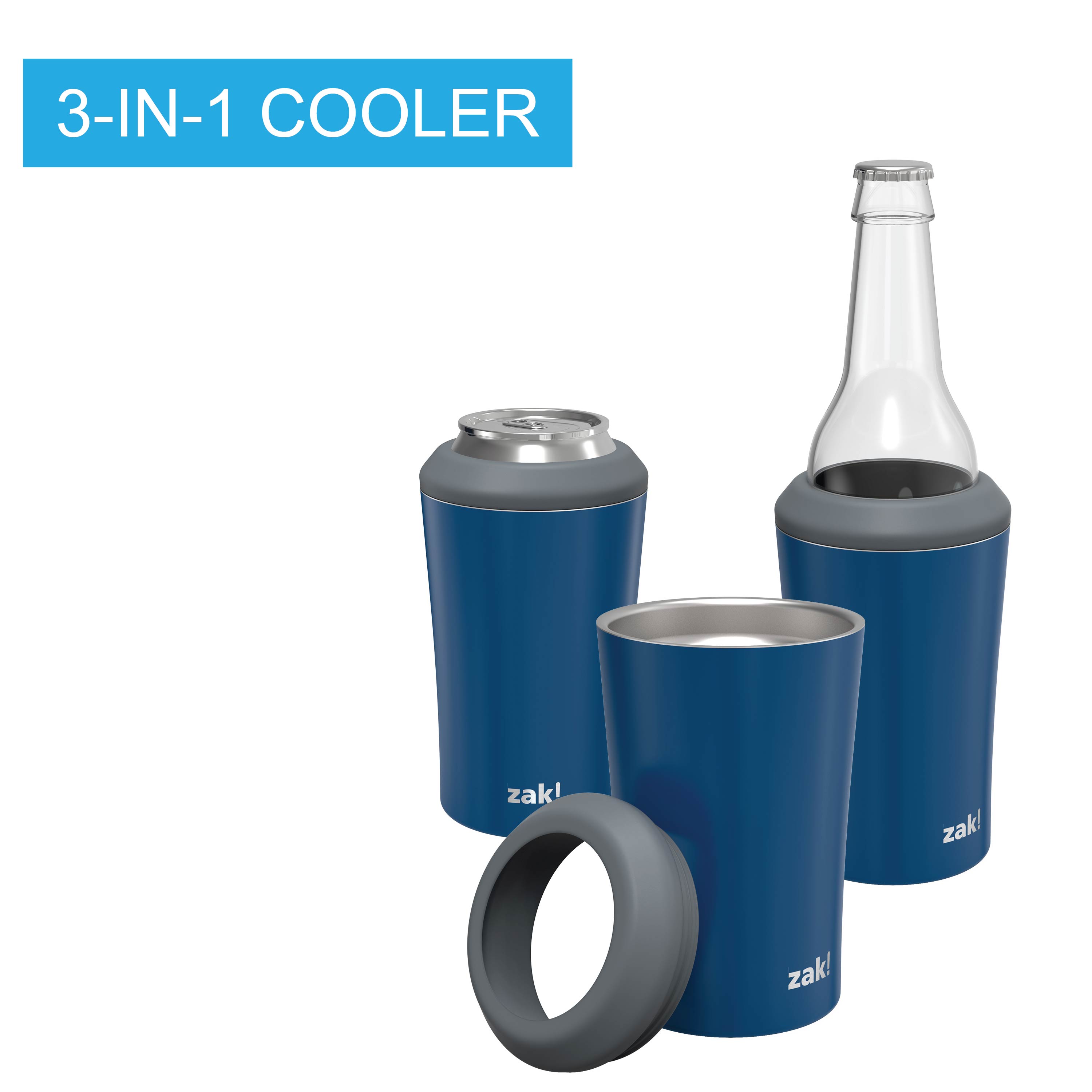 Zak Hydration 12 ounce Double Wall Stainless Steel Can and Bottle Cooler with Vacuum Insulation, Indigo slideshow image 5 Zak Hydration 12 ounce Double Wall Stainless Steel Can and Bottle Cooler with Vacuum Insulation, Indigo slideshow image 5