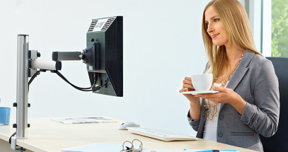 Elevating your monitors creates more useable desk space.