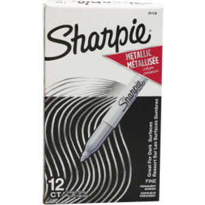 Metallic Permanent Markers, Fine Point, Silver, Box of 12
