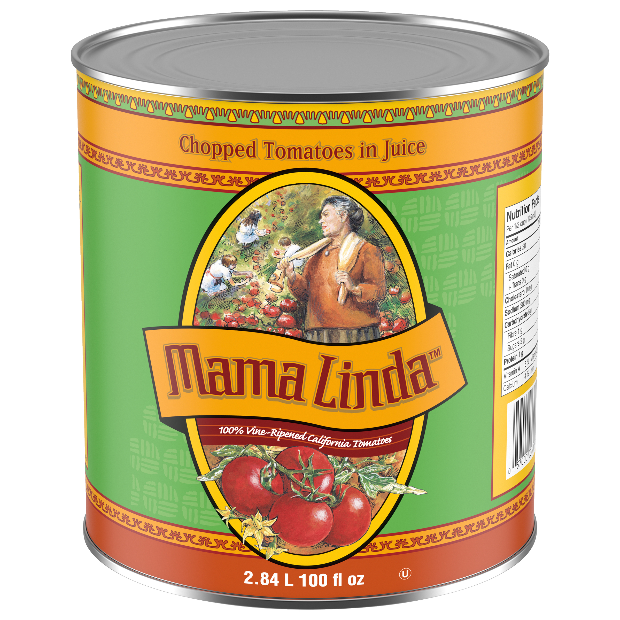 MAMA LINDA tomates hachées dans leur jus – 6 x 100 oz
