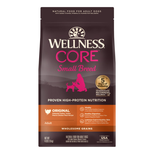 Wellness CORE Wholesome Grains Small Breed Turkey Recipe Front packaging