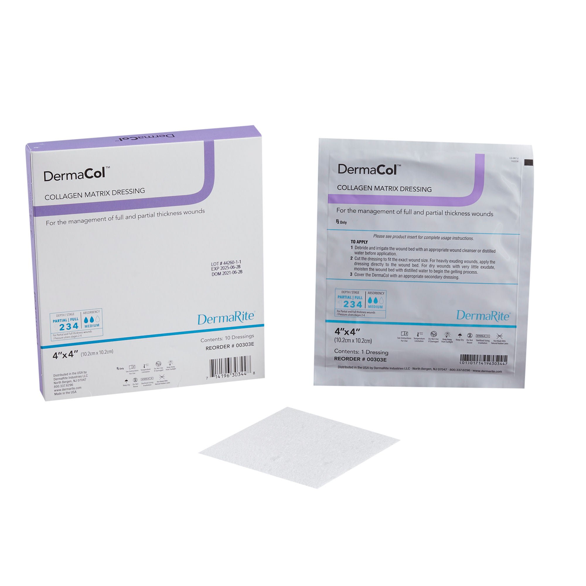 DermaCol™ Collagen Dressing 4 x 4 Inch