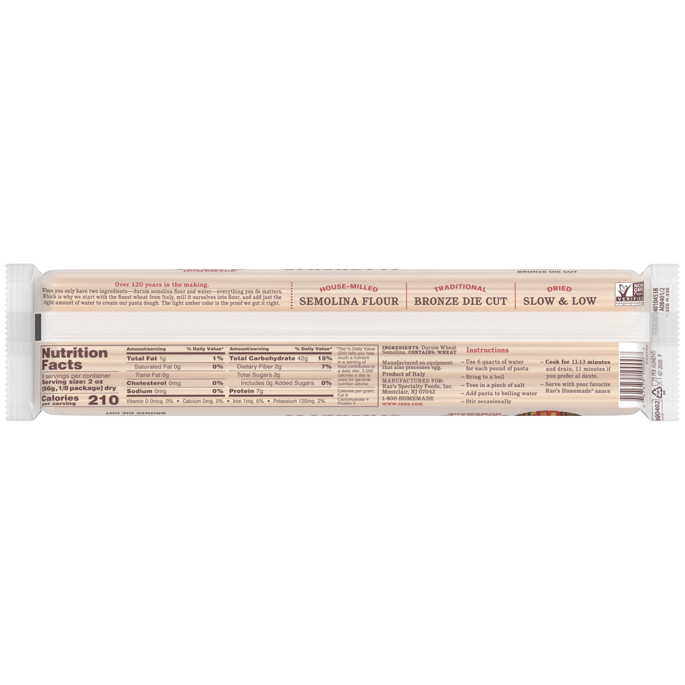 Spaghetti Pasta, 16 oz - Back Image