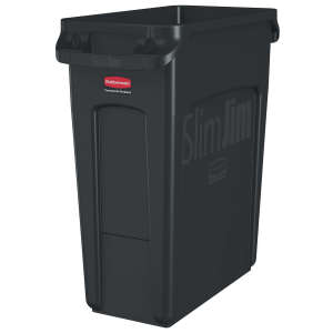 Rubbermaid Commercial, Vented Slim Jim®, 16 gal, Resin, Black, Rectangle, Receptacle