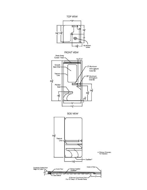 Technical Drawing — Cd Shower Tech Draw Xsa 4136bf Correctional