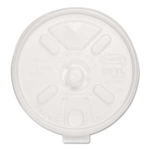 Dart, Lift N' Lock Plastic Hot Cup Lids, With Straw Slot, Fits 10 Oz To 14 Oz Cups, Translucent