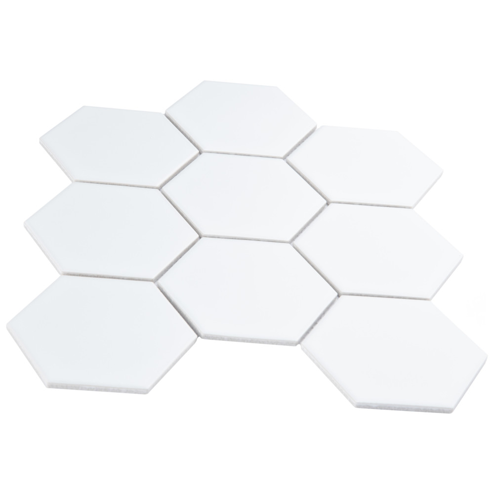 Metro Super 4″ Hex Matte White 10 in. x 11-1/2 in. Porcelain Mosaic Tile