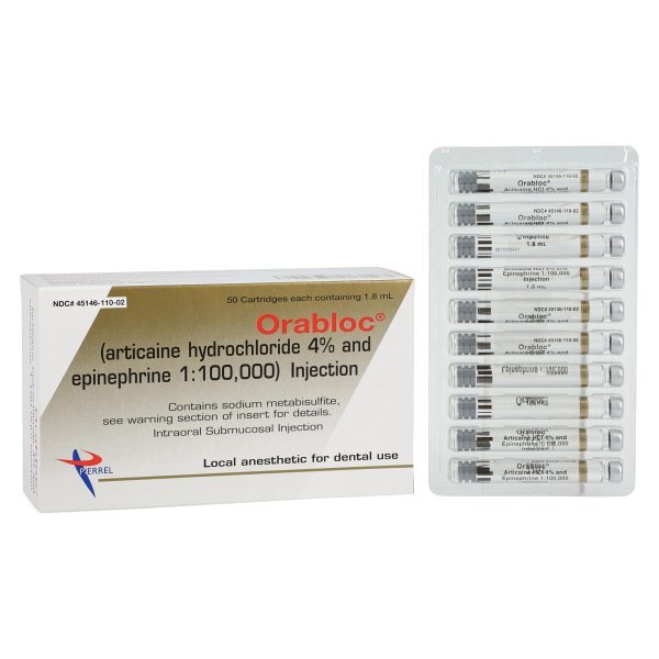 Orabloc Articaine HCl 4% Epinephrine 1:100000 1.8ml