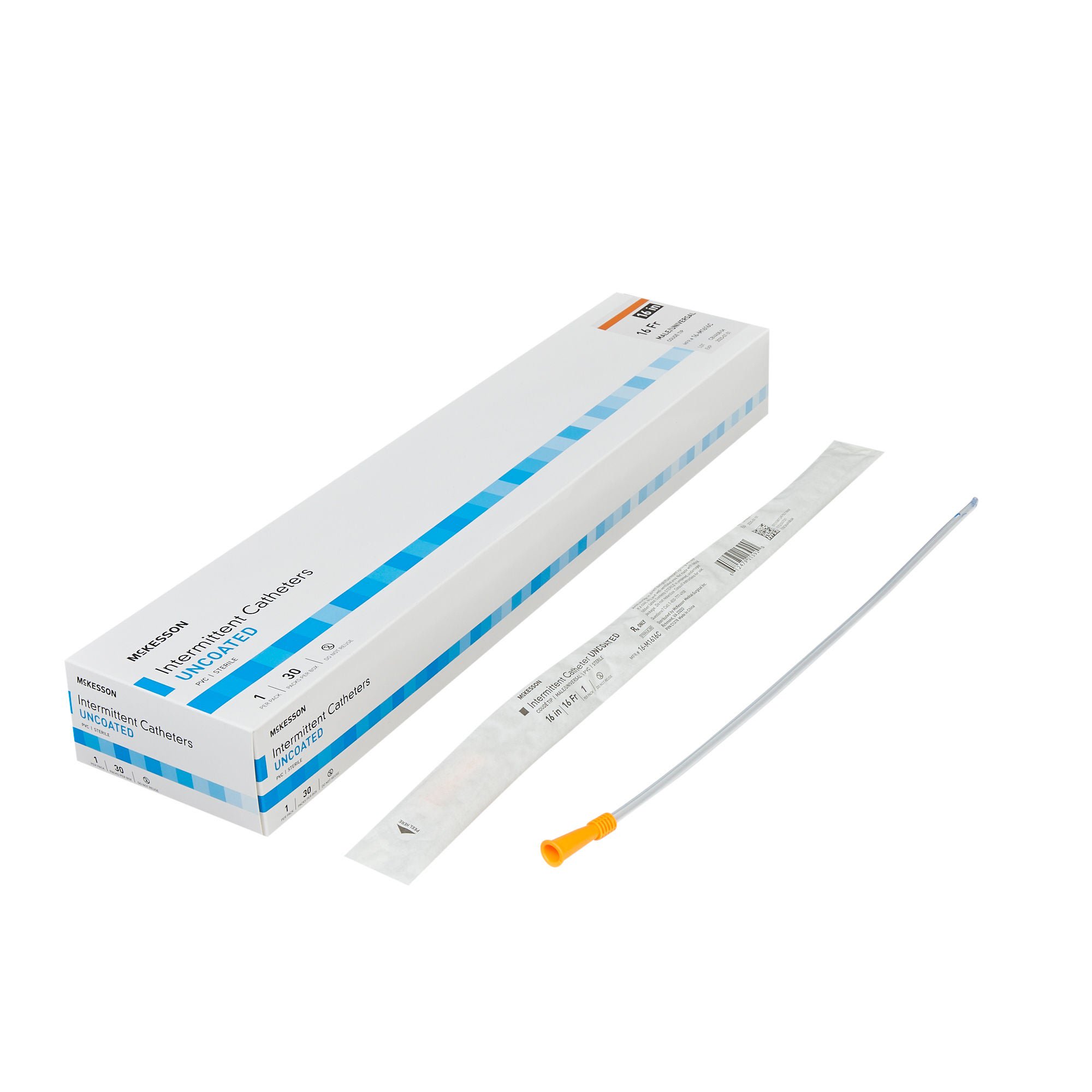 McKesson Male Urethral Catheter, 16 Fr, Coudé Tip