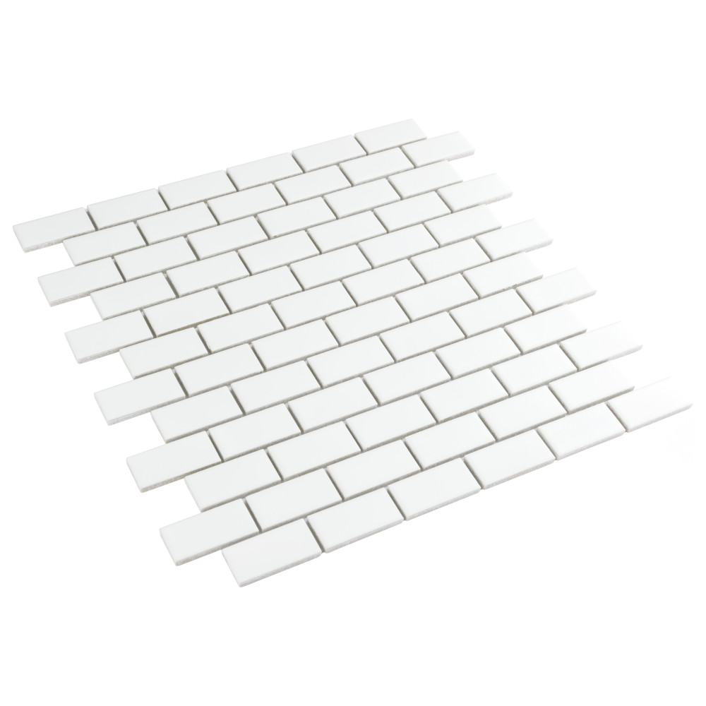 Metro Subway Matte White 11-3/4 in. x 11-3/4 in. Porcelain Mosaic Tile