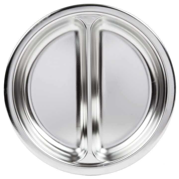 2 ½-quart divided two-compartment round heavy-duty stainless steel food pan