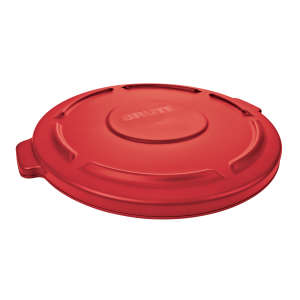 Rubbermaid Commercial, BRUTE®, Self-Draining, Round, Resin, 20gal, Resin, Red, Receptacle Lid