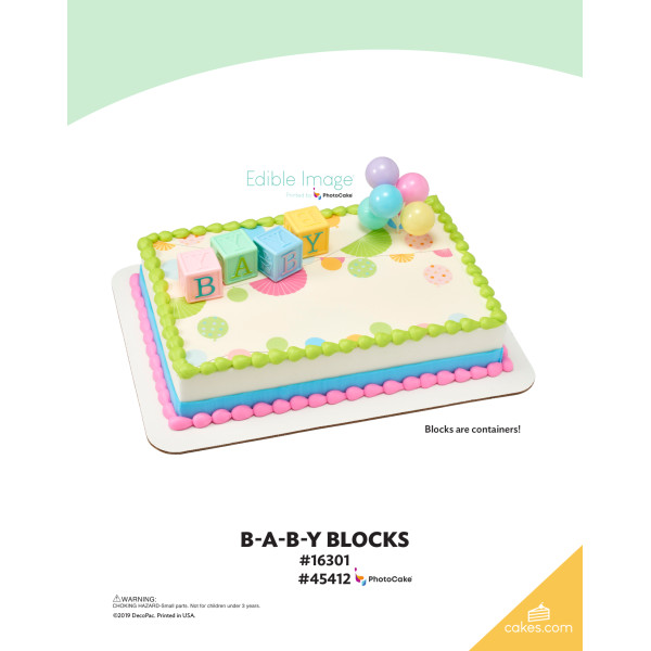 B-A-B-Y Blocks The Magic of Cakes® PhotoCake® Enhanced Background Page