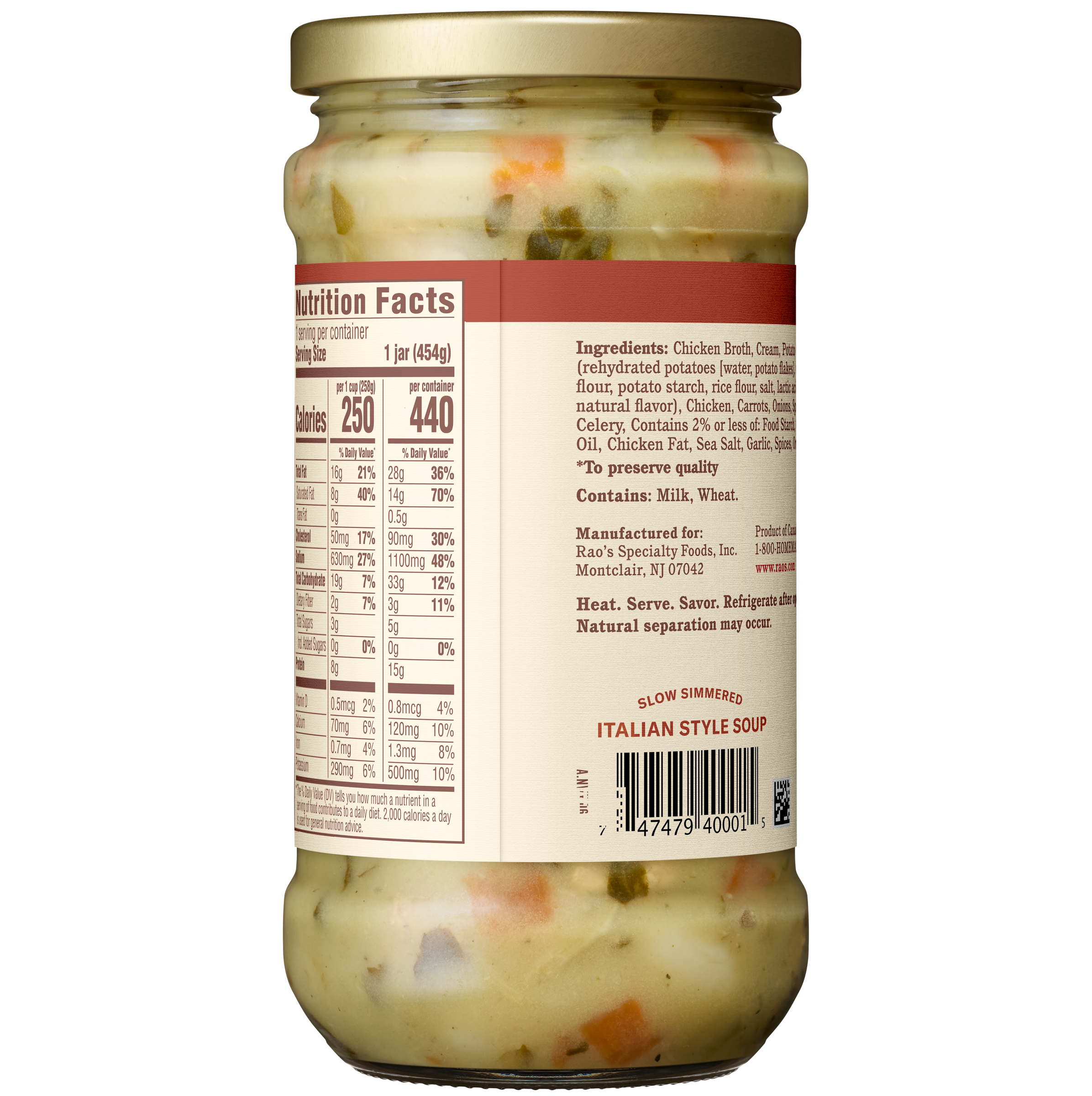 Chicken & Gnocchi Soup, 16 oz - Back Image