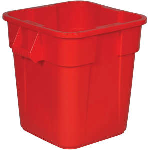 Rubbermaid Commercial, BRUTE®, 28 gal, Resin, Red, Square, Receptacle