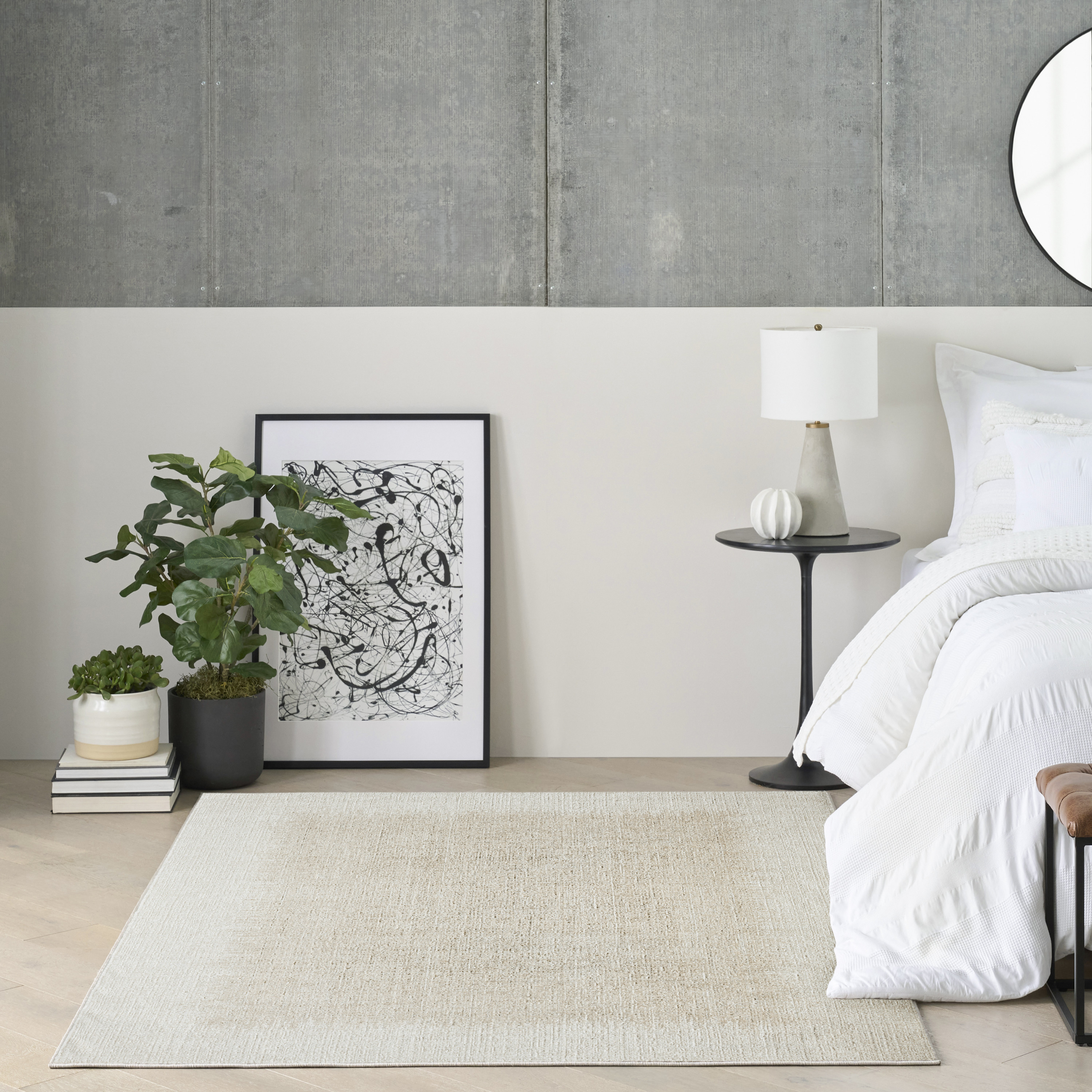 DKNY Grand Street 6' x 9' Ivory Beige Modern Indoor Rug