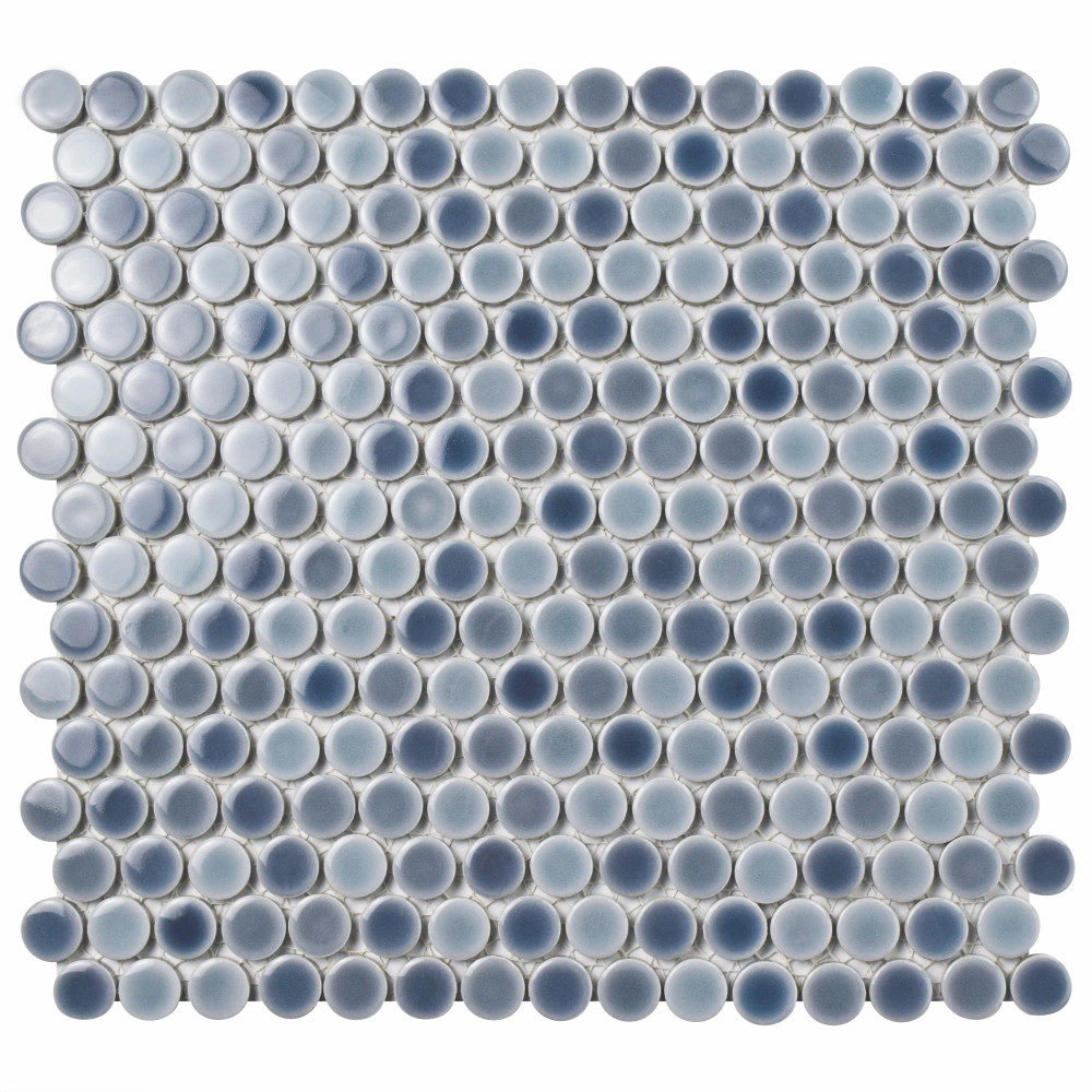 Sample – Hudson Penny Round Stillwater Porcelain Mosaic Tile