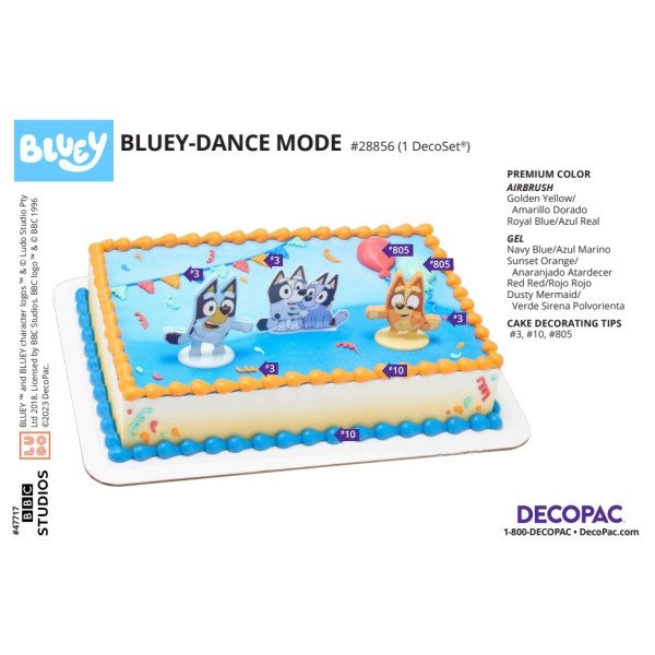 Bluey Dance Mode Cake Decorating Instruction Card