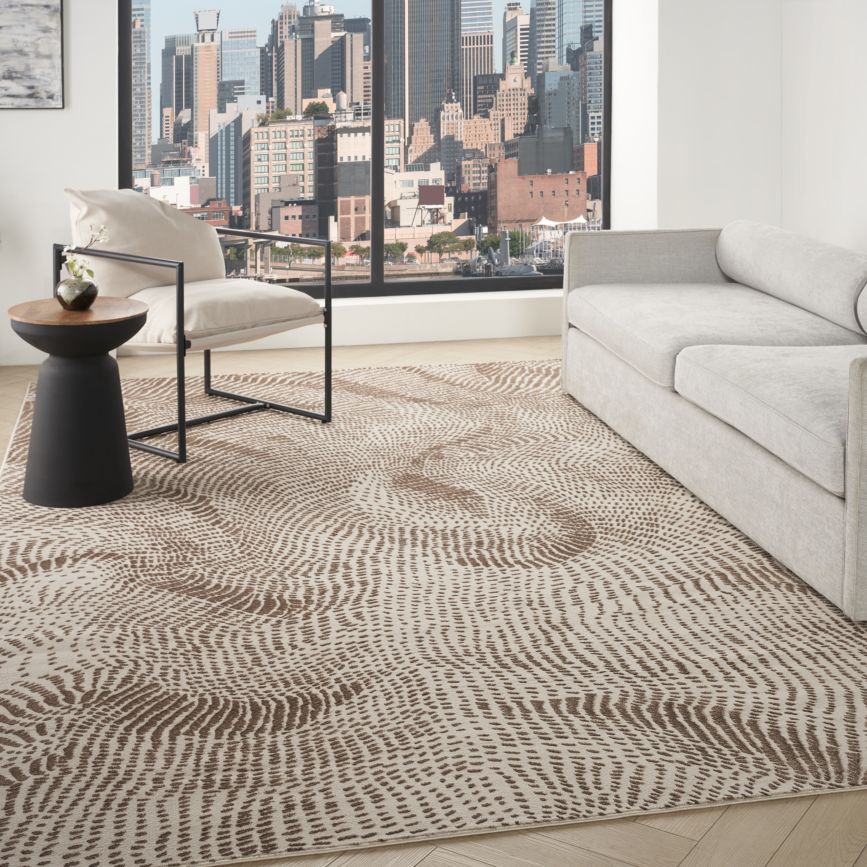 DKNY Central Park West 7'10" x 9'10" Beige Brown Modern Indoor Rug