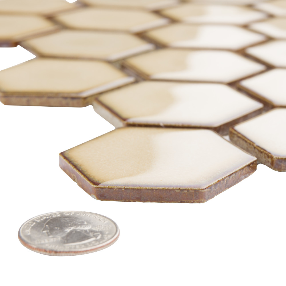 Hudson Due 2″ Hex Caffe 10-7/8 in. x 12-5/8 in. Porcelain Mosaic Tile