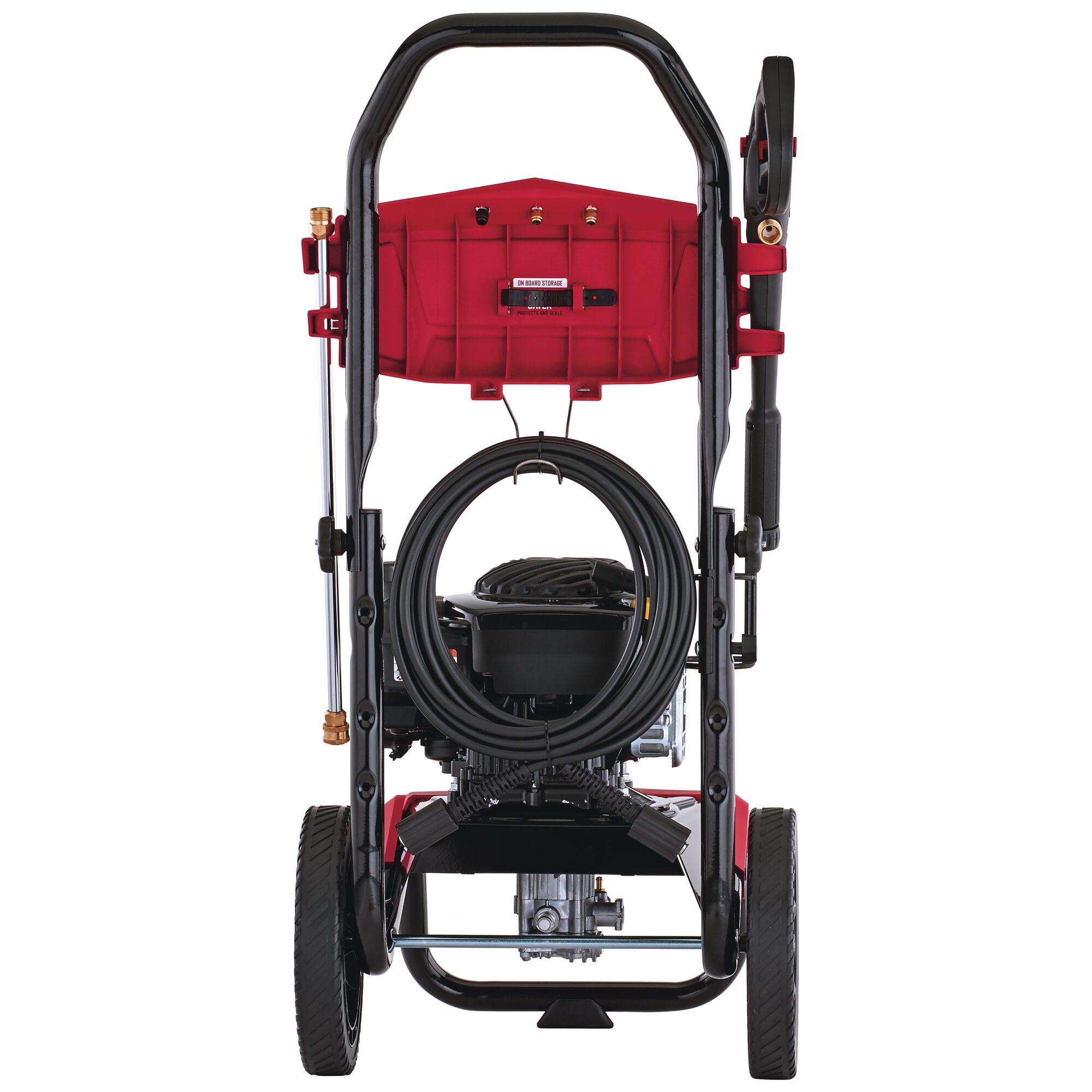 Backside of 2200 MAX Pounds per Square Inch or 2 MAX Gallons Per Minute Pressure Washer.