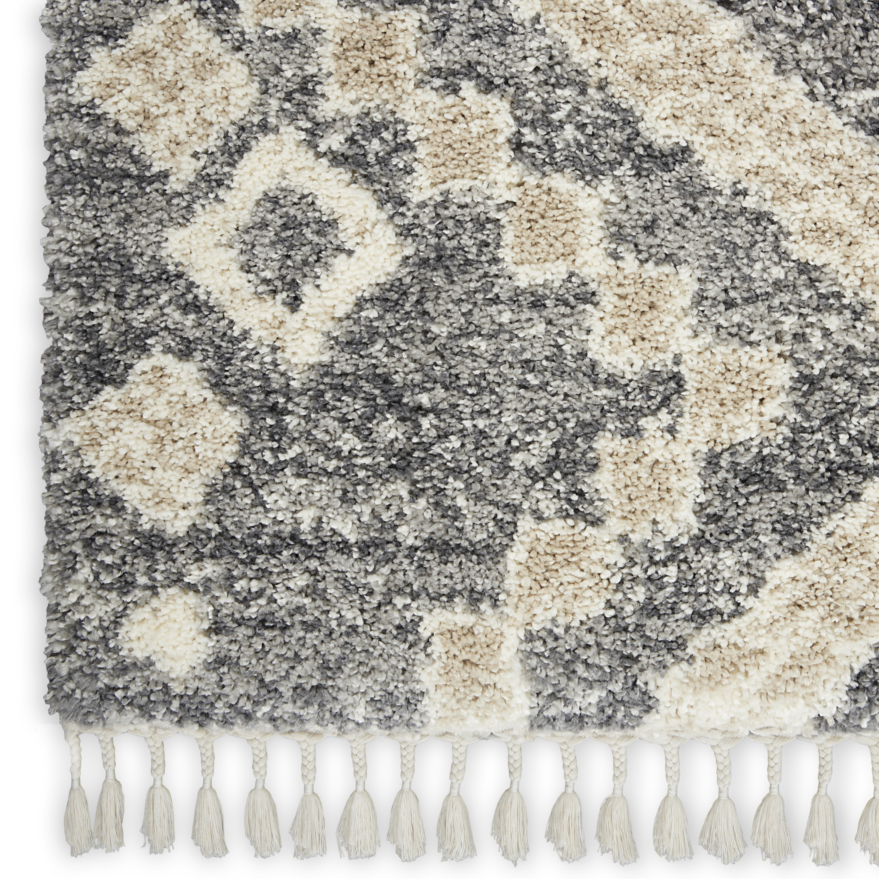 Nourison Oslo Shag 5'3" x 7'9" Grey Ivory Shag Indoor Rug