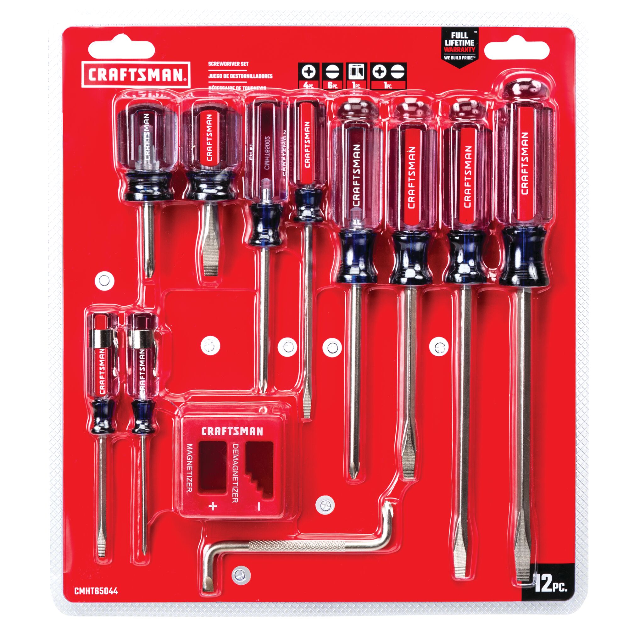 12 Piece Acetate ScrewDriver Set in carded blister packaging.