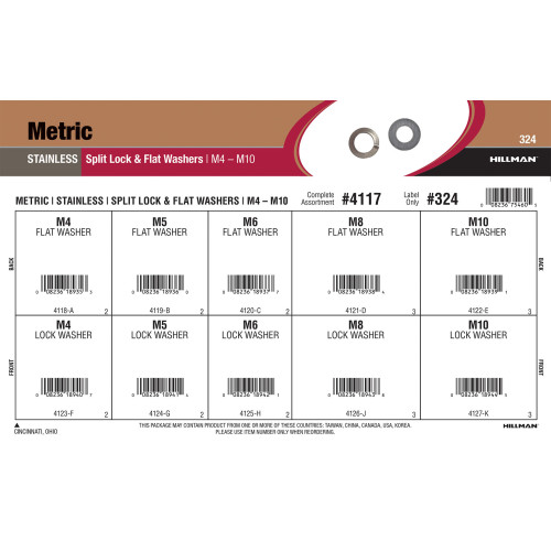 Stainless Steel Metric Split Lock & Flat Washers Assortment (M4 thru M10)