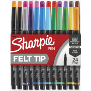 Art Pens, Fine Point, Assorted Colors, 24 Count