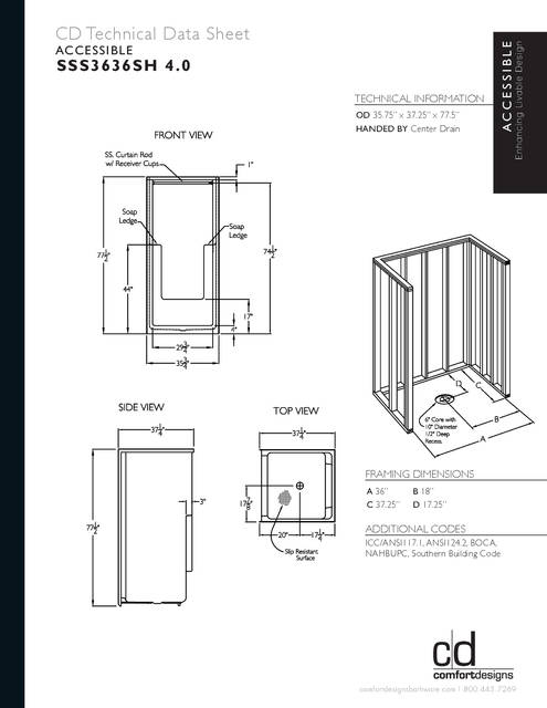Tech Data Sheet — Cd Shower Tech Data Sss 3636 Sh