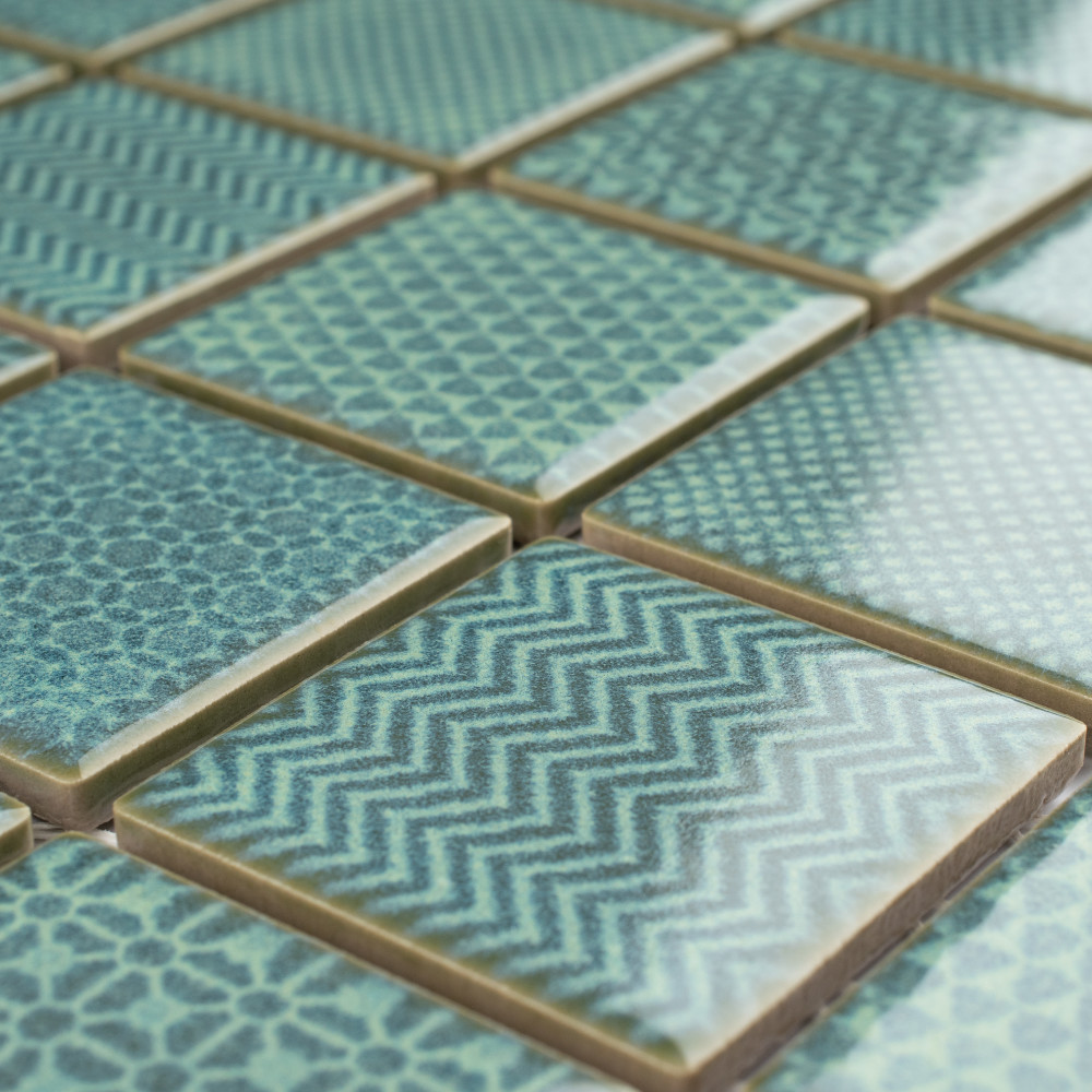 Celadon Emerald 11-5/8 in. x 11-5/8 in. Porcelain Mosaic Tile