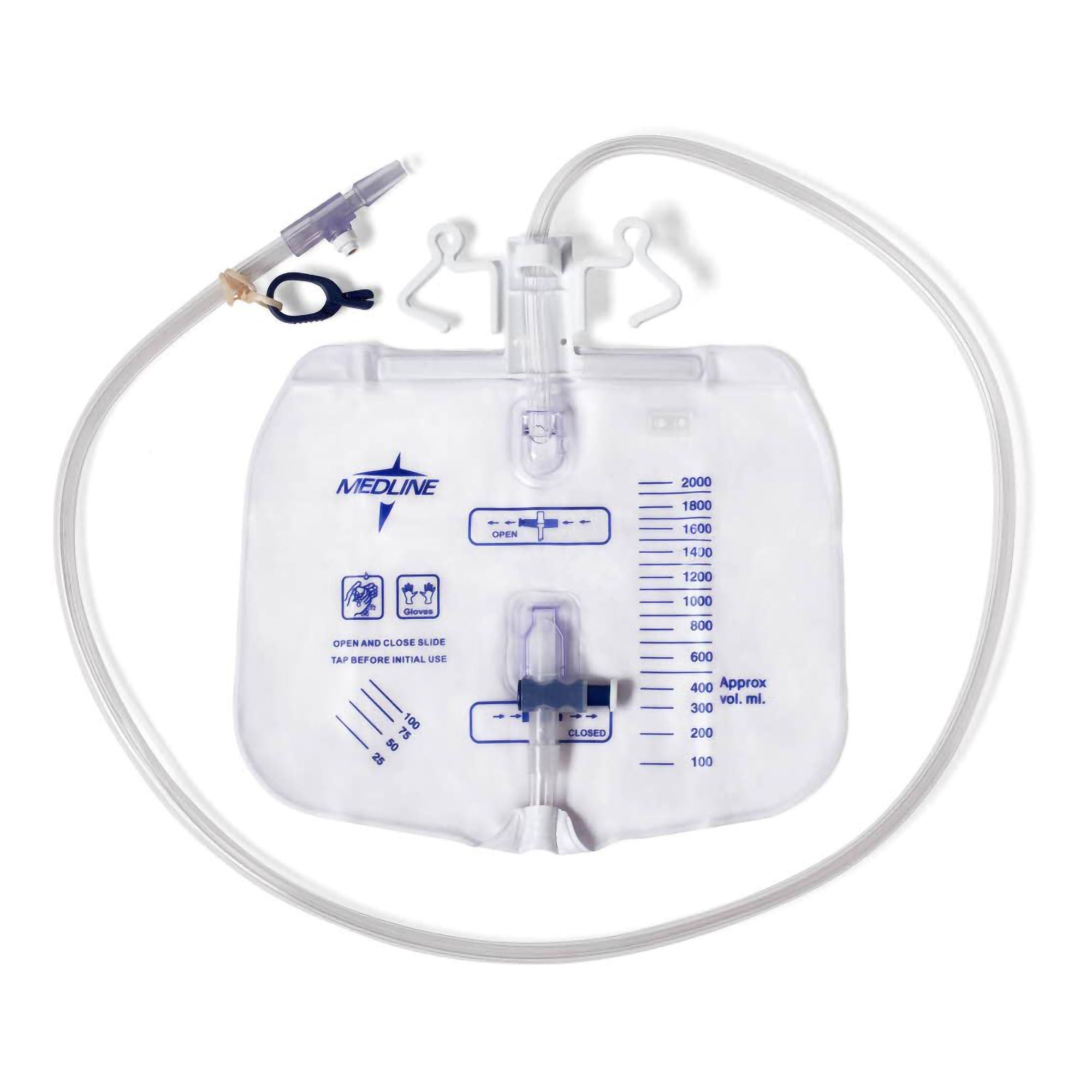 Medline BAG, URINE DRAIN ANTI-REFLUX TOWER LF 2000ML (20/CS)