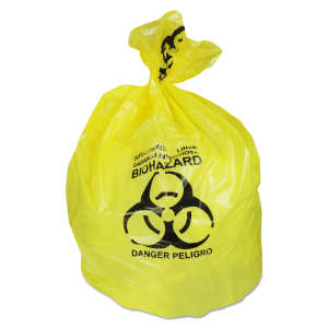HERA6043PY, Heritage Bag,  LLDPE Healthcare Biohazard Liner, 30 gal Capacity, 43 in Wide, 30 in High, 1.3 Mils Thick, Yellow