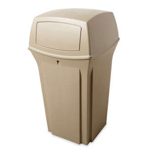 Rubbermaid Commercial, 35gal, Resin, Beige, Square, Receptacle