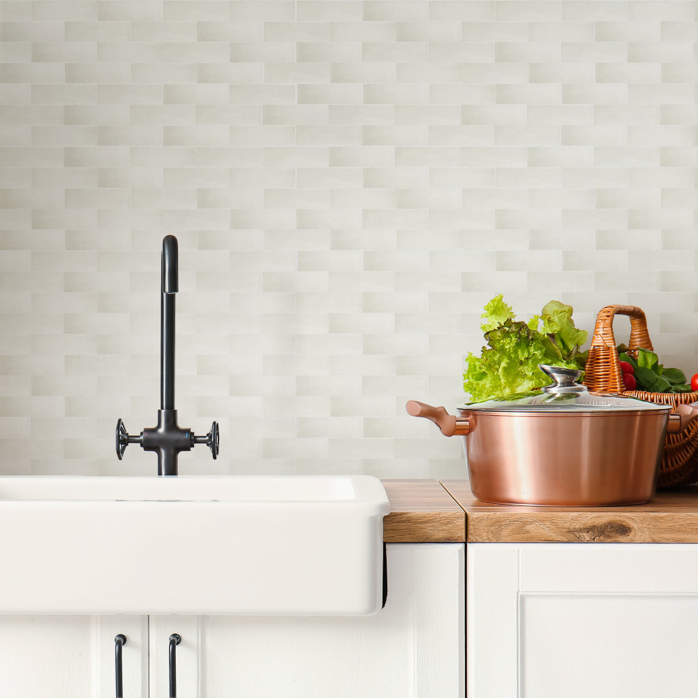 Coco Glossy Cloud White 2 in. x 5-7/8 in. Porcelain Wall Tile