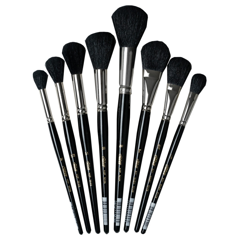 Silver Mops Round and Oval Black, 8 Brushes