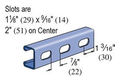 P3300 Series Slotted Channel Stainless Steel 12 ga. 20 ft. L x 7/8 H x 1-5/8 W in.