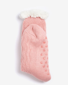 Cable Knit Lounge Socks Dusty Pink