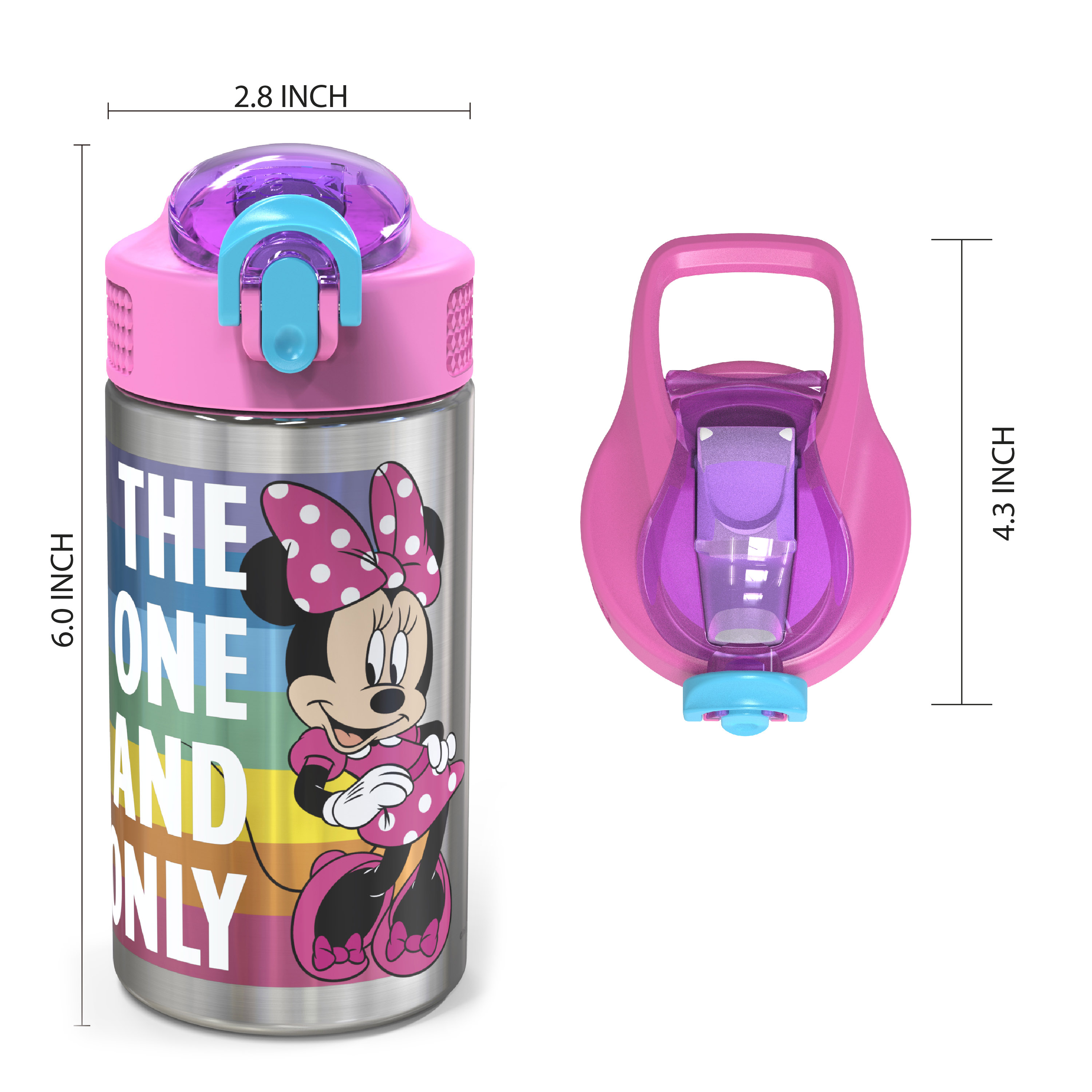 Disney 15.5 ounce Stainless Steel Water Bottle with Built-in Carrying Loop, Minnie Mouse slideshow image 5