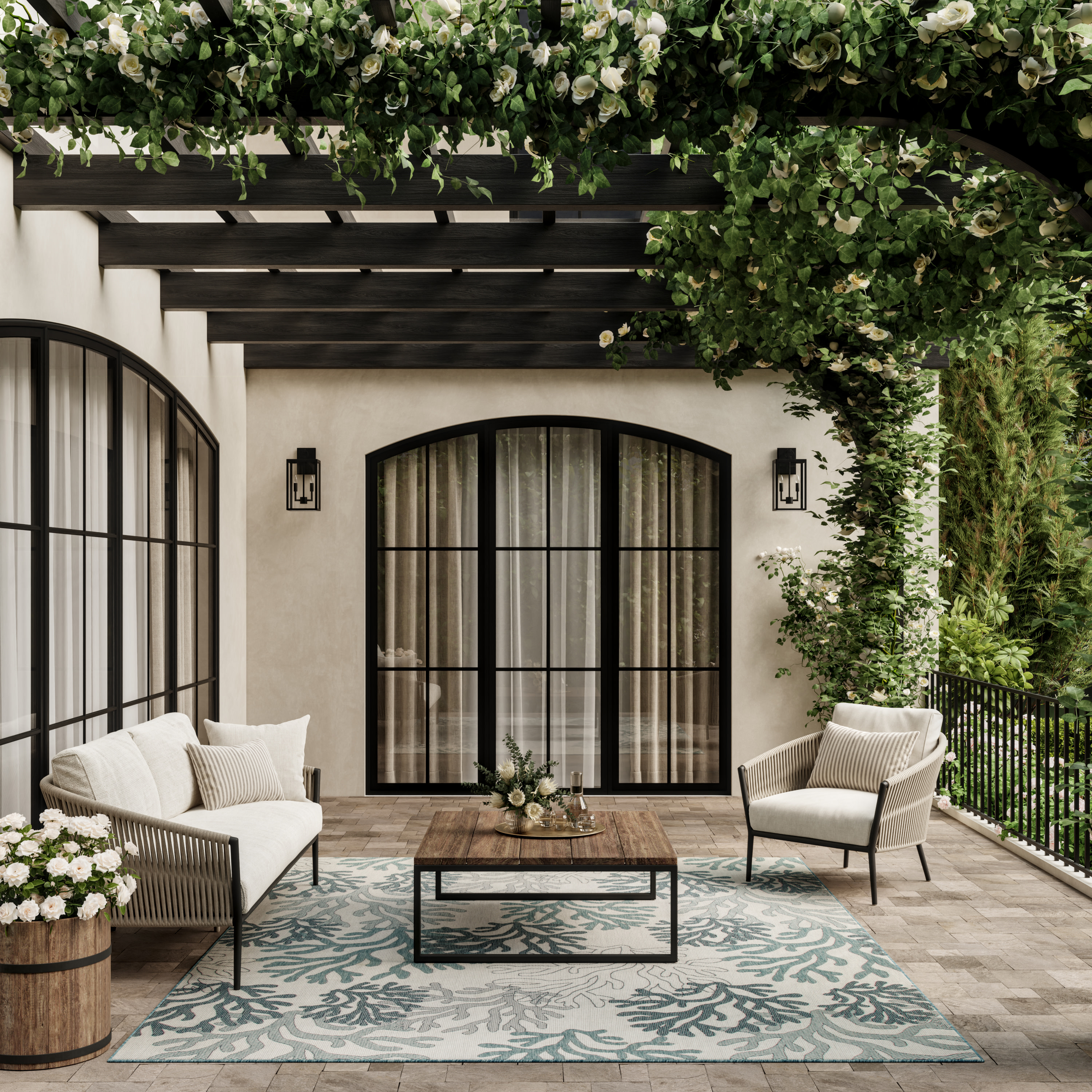 Nourison Garden Oasis 8' x 10' Blue Coastal, Nautical & Beach Rug