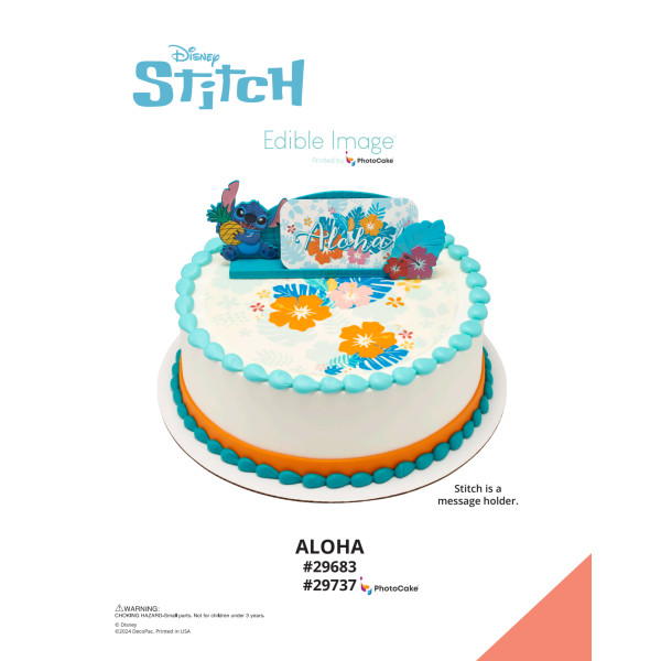 Disney's Stitch Aloha The Magic of Cakes® PhotoCake® Enhanced Round Background Page