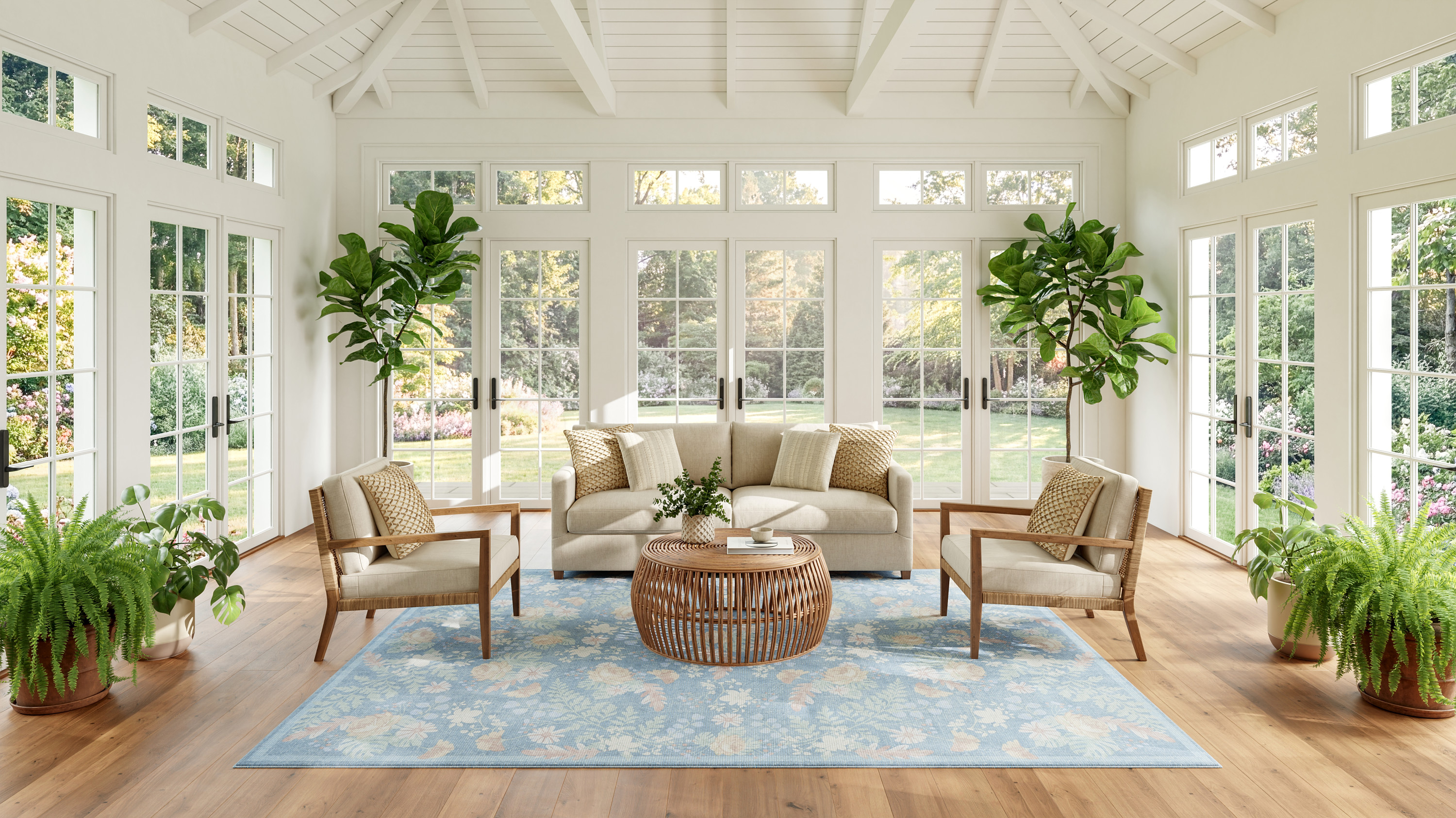 Nourison Botanical Washables 7'6" x 9'10" Blue Multicolor Farmhouse Indoor Rug