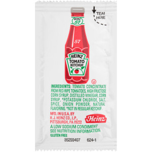 HEINZ Single Serve Low Sodium Ketchup, 9 gr. Packets (Pack of 1000) image