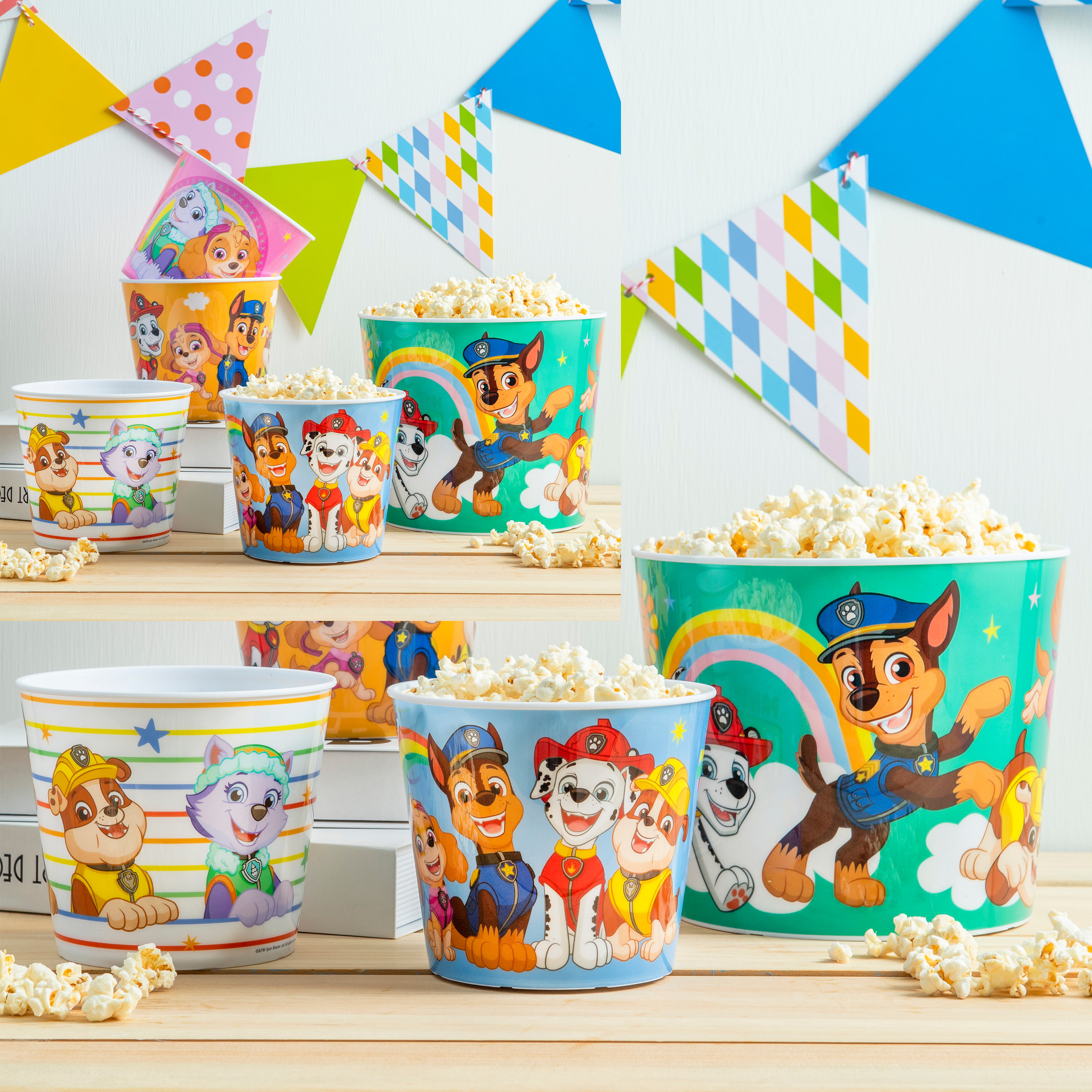 Paw Patrol Plastic Popcorn Container and Bowls, Chase, Marshall and Friends, 5-piece set slideshow image 8