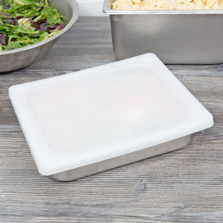 Half-size Super Pan V® flexible steam table hotel pan lid in white