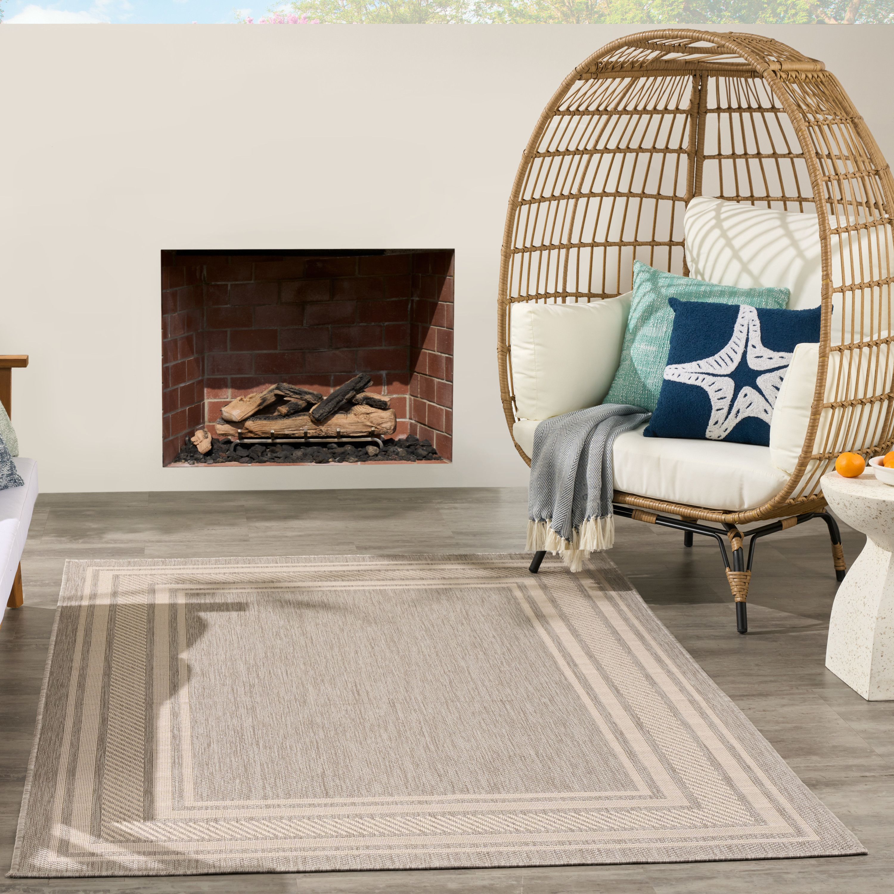 Nourison Horizon Indoor/Outdoor 6' x 9' Grey Modern Rug