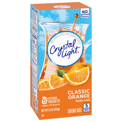 Crystal Light Classic Orange Powdered Drink Mix with Caffeine, 5 ct Pitcher Packets