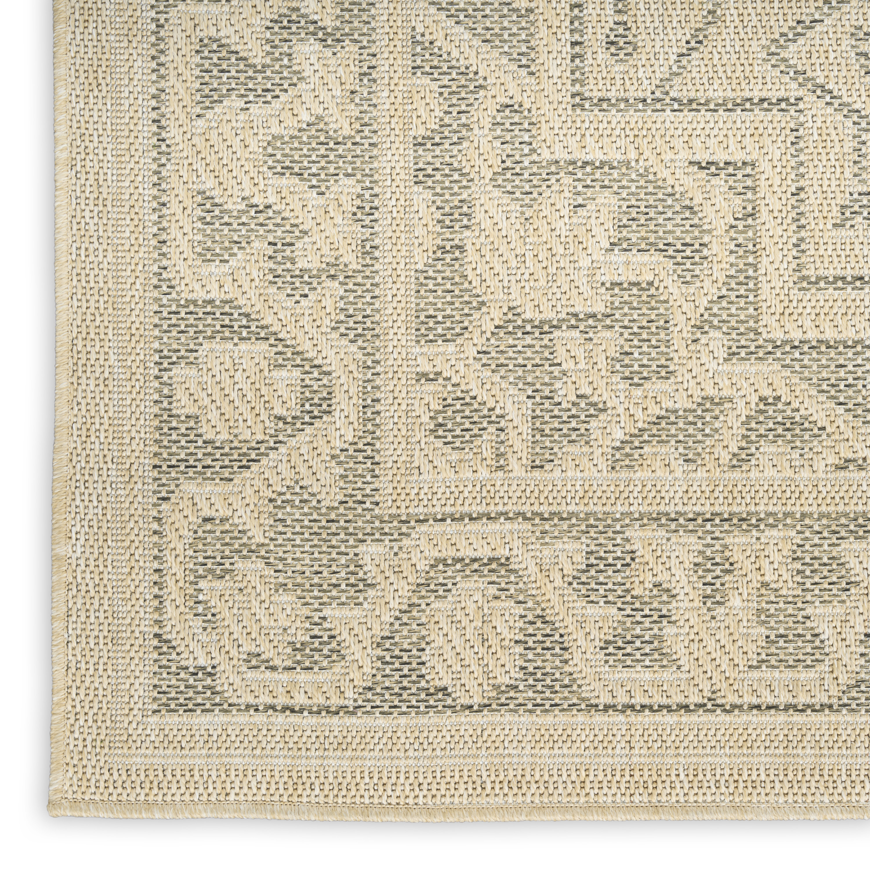 Nourison Tulum 2'2" x 10' Taupe Olive Outdoor Rug