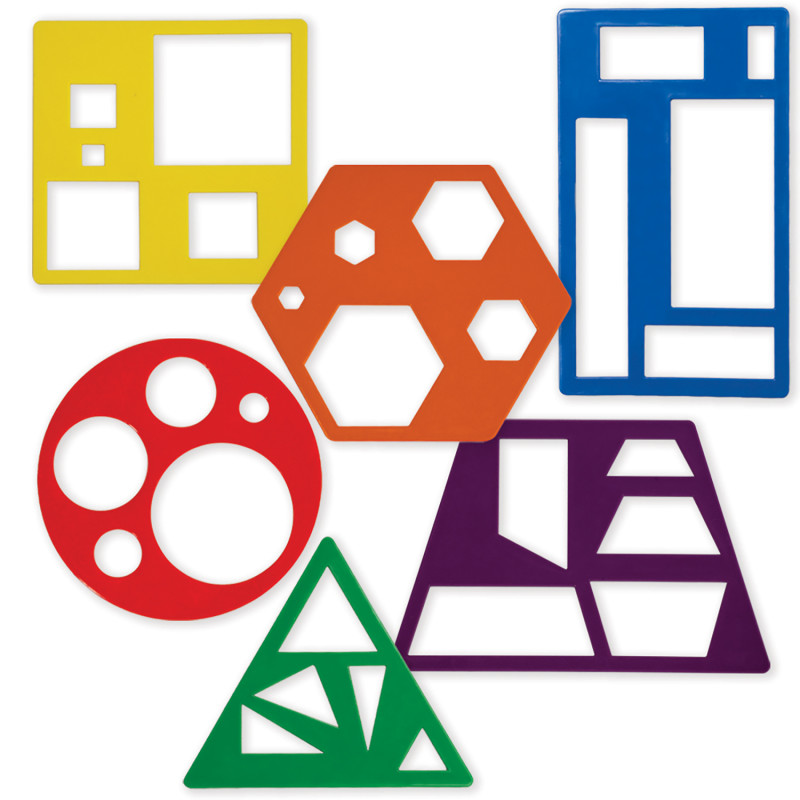 Geometry Stencils, 6 Shapes and Colors