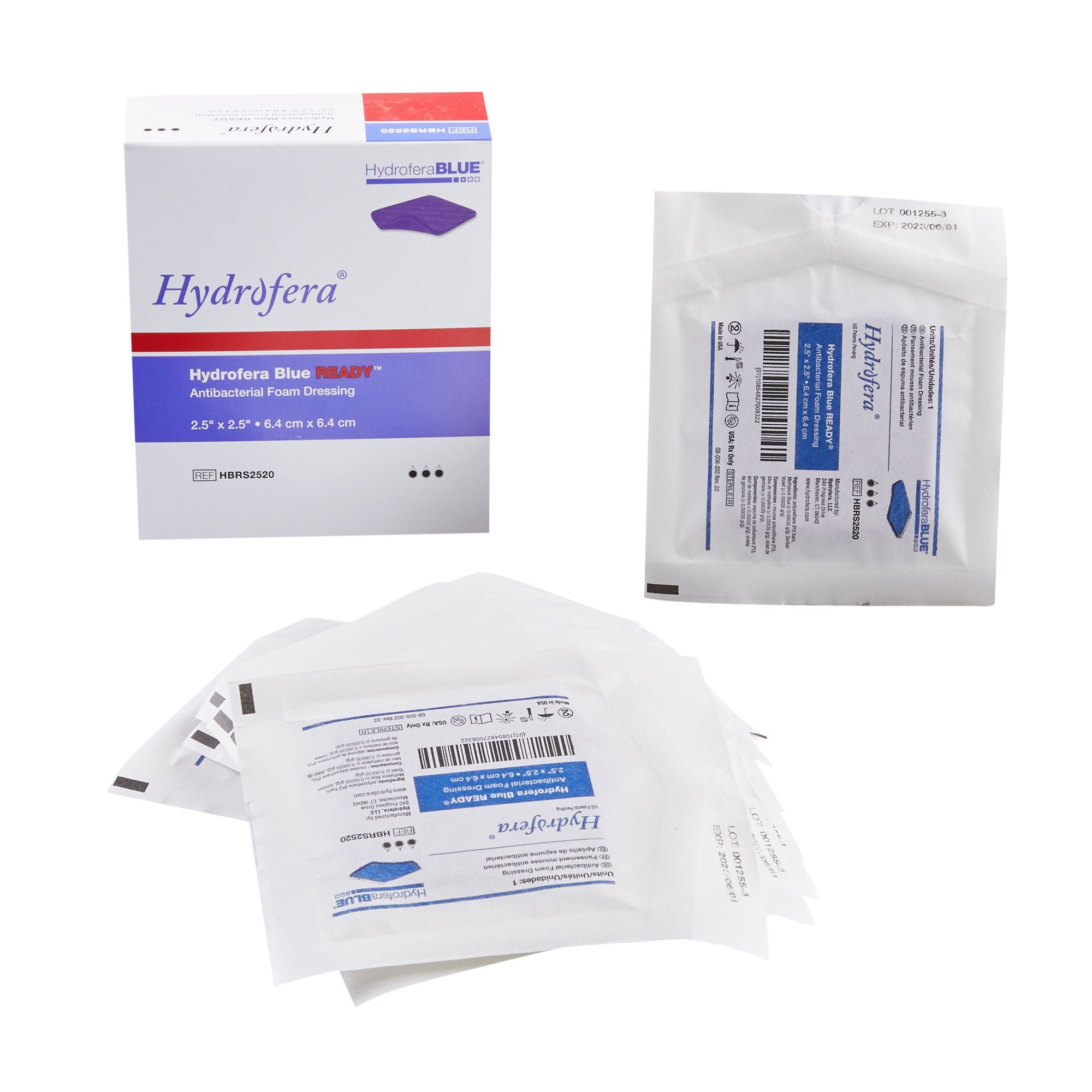 Hollister® Hydrofera Blue Ready™ Antibacterial Foam Dressing, 6.4 x 6.4 cm